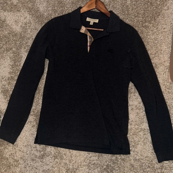 Men’s Burberry Grey Long-sleeve Polo - Picture 6 of 7